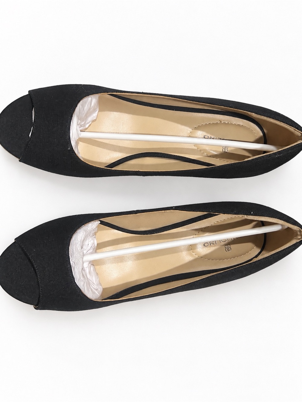 Bandolino Black Peep-Toe Wedge Heels